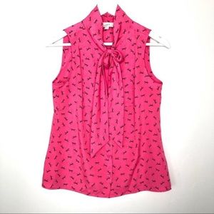 Loft Pink Bow Print Top